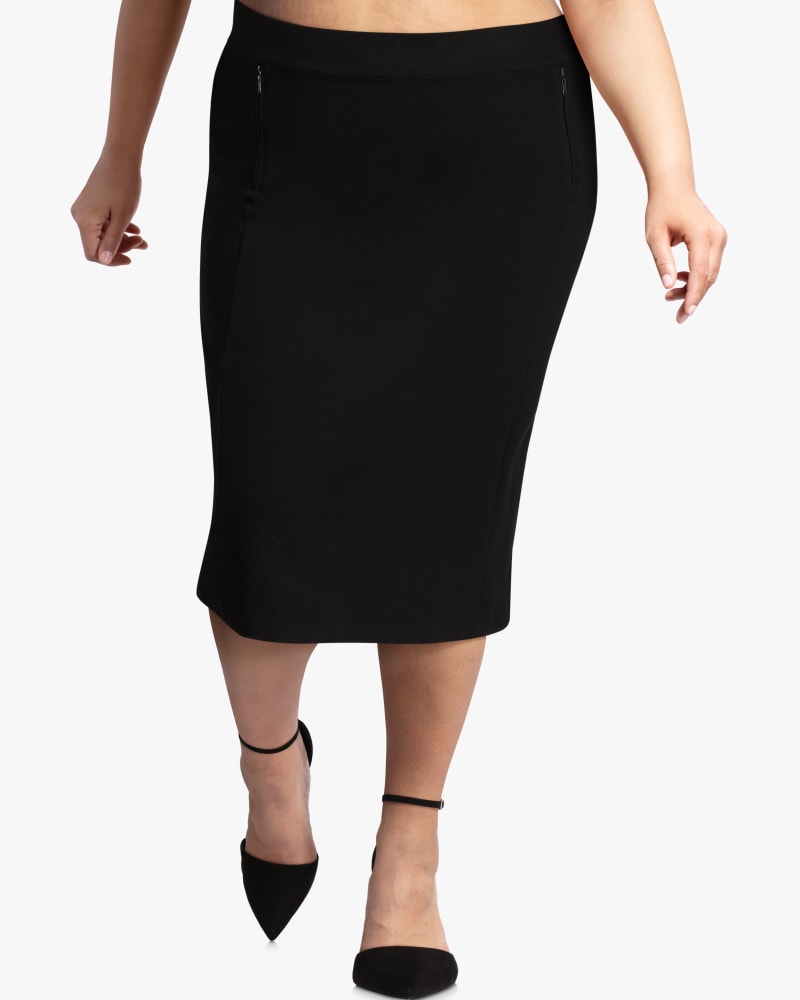 Front of plus size Carolina Zipped Ponte Skirt by Cameo | Dia&Co | dia_product_style_image_id:117886